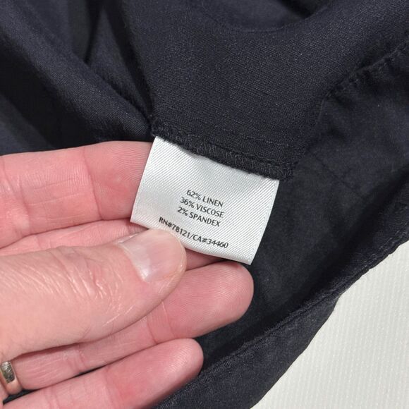 Eileen Fisher Navy Blue Stretch Linen Blend Ankle Cuffed Pants Women's Size S - Picture 4 of 8